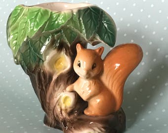 Vintage Hornsea Fauna Squirrel Posy Vase / Planter 1960s