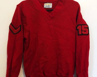 Vintage Varsity Sweater. Vintage Red Letterman Sweater. Vintage Cheerleader Sweater.