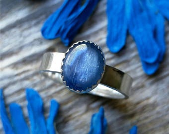 Blue Kyanite Ring sz8 Sterling Silver Size 8 Stone Gemstone 925 Jewelry For Her For Him