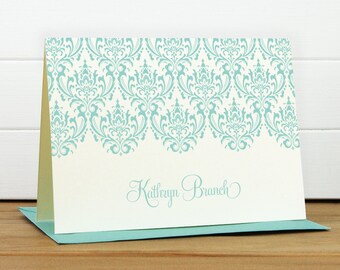 Personalized Stationery Set / Personalized Stationary Set - DAMASK Custom Personalized Note Card Set - Feminine Pretty Teacher Gift