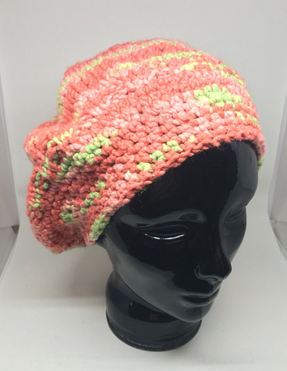 Cotton crocheted slouchy hat