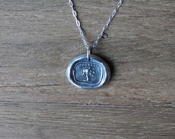 Unwavering-Steady and firm-Oak tree wax seal fine silver charm