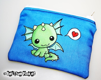 Heart Dragon Mini Coin Purse Zipper Pouch - Kawaii cute - Wallet - ReLove Plan.et