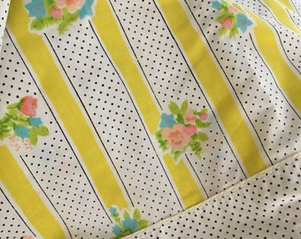Twin Sheet SET flat fitted included vintage stripe roses black polka pot flower pattern
