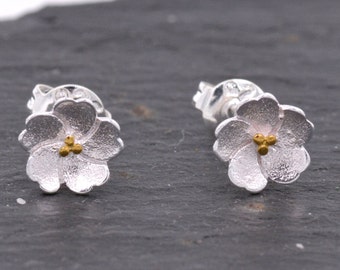 Super Cute and Pretty Cherry Blossom Stud Earrings in Sterling Silver z2