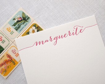 Swash Calligraphy Letterpress Stationery - Personalized Note Set - Custom