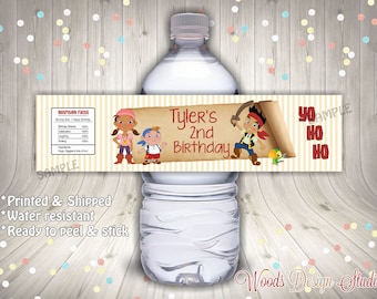 Jake and the Neverland Pirates // Custom Water Bottle Labels // Bottle Wraps // Water Resistant // Personalized // Printed & Shipped