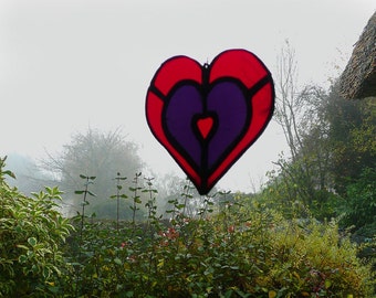 Stained Glass Heart Sun Catcher