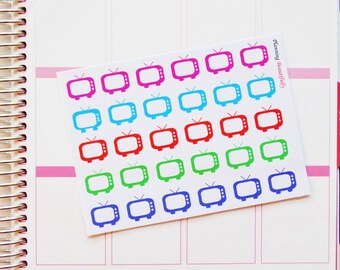 TV Planner Stickers, T.V. Stickers, Television Planner Stickers, Television Stickers, Eclp TV Stickers, Television Icon Stickers, Tv Icons