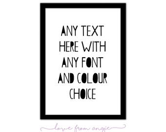 ANY QUOTE or TEXT - Custom Order - Framed A4 Print // Custom Print, Bible Verse, Friendship Gift, Song Lyrics, Wedding Print, Uni Gift, Poem