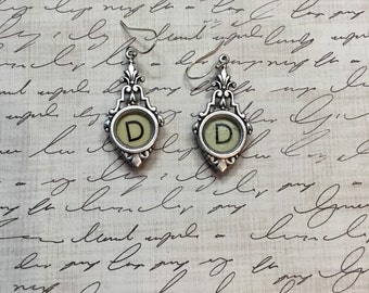 Vintage Typewriter Key Earrings