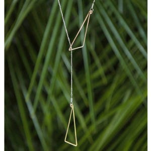 Minimalist Lariat Necklace Long Y Necklace, Edgy Geometric Jewelry Dainty Silver & Gold Thin Triangle Statement Lariat Unique Gift for Her