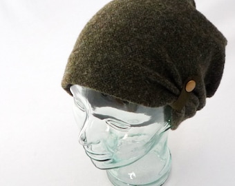 Dark Olive Green Wool Slouchy Hat : Womens Hats, Boho Hat, Green Beanie, Olive Wool, Gift 4 Her, Slouch Hat, Cozy Hat, Fall Hat, Winter Hat