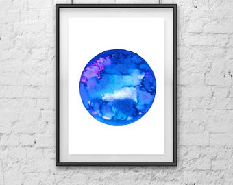 Physical Print /// Magenta + Blue Circle Watercolor