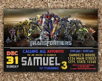 Transformers, Transformers Birthday, Transformers Invitation, Transformers Party, Transformers Birthday Invitation, Transformers Invite