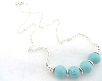 Necklace Southwestern Necklace Turquoise Silver Southwest Necklace Minimalist Necklace Turquoise Necklace Gemstone Gift For Her