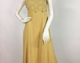 80s 90s Petite by Michael Phillips/mustard midi dress