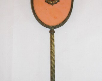 1920s Antique Hand Mirror with Rose Medallion, Vintage Mirror, Vintage Hand Mirror,
