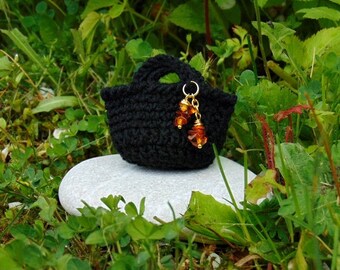 Barbie doll purse barbie crochet black handbag miniature basket bag doll fashion handmade toys accessories