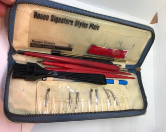 Roneo signature stylus plate - Roneo Vickers - stencil kit - calligraphy -