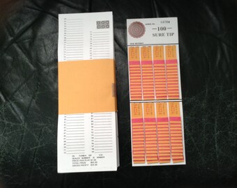 1 dozen 100 Number Sure Tip Boards Fund Raising Raffle Bingo Pull Tab Jar Tickets & vtg key