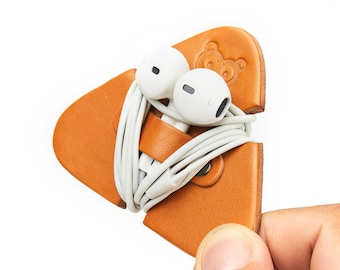 Cord Organizers Earphone Holder Leather Headphone Wrap Earbuds Cord Holder Cable Organizer iPhone Cord Wrap Cable Keeper Travel Wire Tity