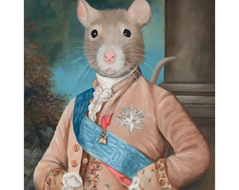 Pet Rat Prints, Sir Walter Ratleigh Vintage Rat Art, Rat in Costume