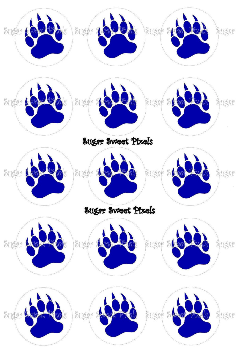 INSTANT DOWNLOAD Blue Bear Claw Paw Single color Print School