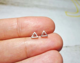 Tiny Open Triangle Stud Earrings, Dainty Triangle Earrings