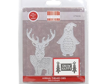 Christmas Metal Die - Animals Penguin Santa Hat - Reindeer Jumper - Snow Happy - Polar Bear First Edition 4 pieces - Universally Compatible