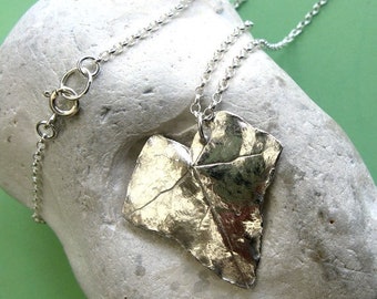 Fine silver ivy leaf necklace
