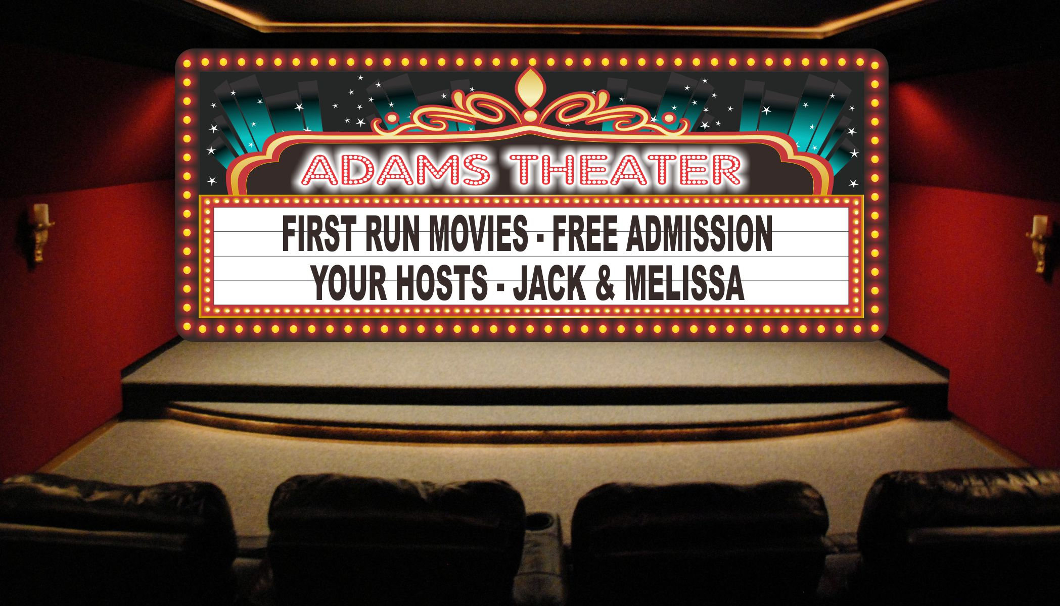 Custom Home Theater Sign With Movie Marquee Lights Effect