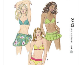 Sewing Pattern for Misses' Bikinis and Wrap, Kwik Sew Pattern 3330, Swimwear, Swim Suits, Womens Bathing Suits, Two Piece Swimsuits