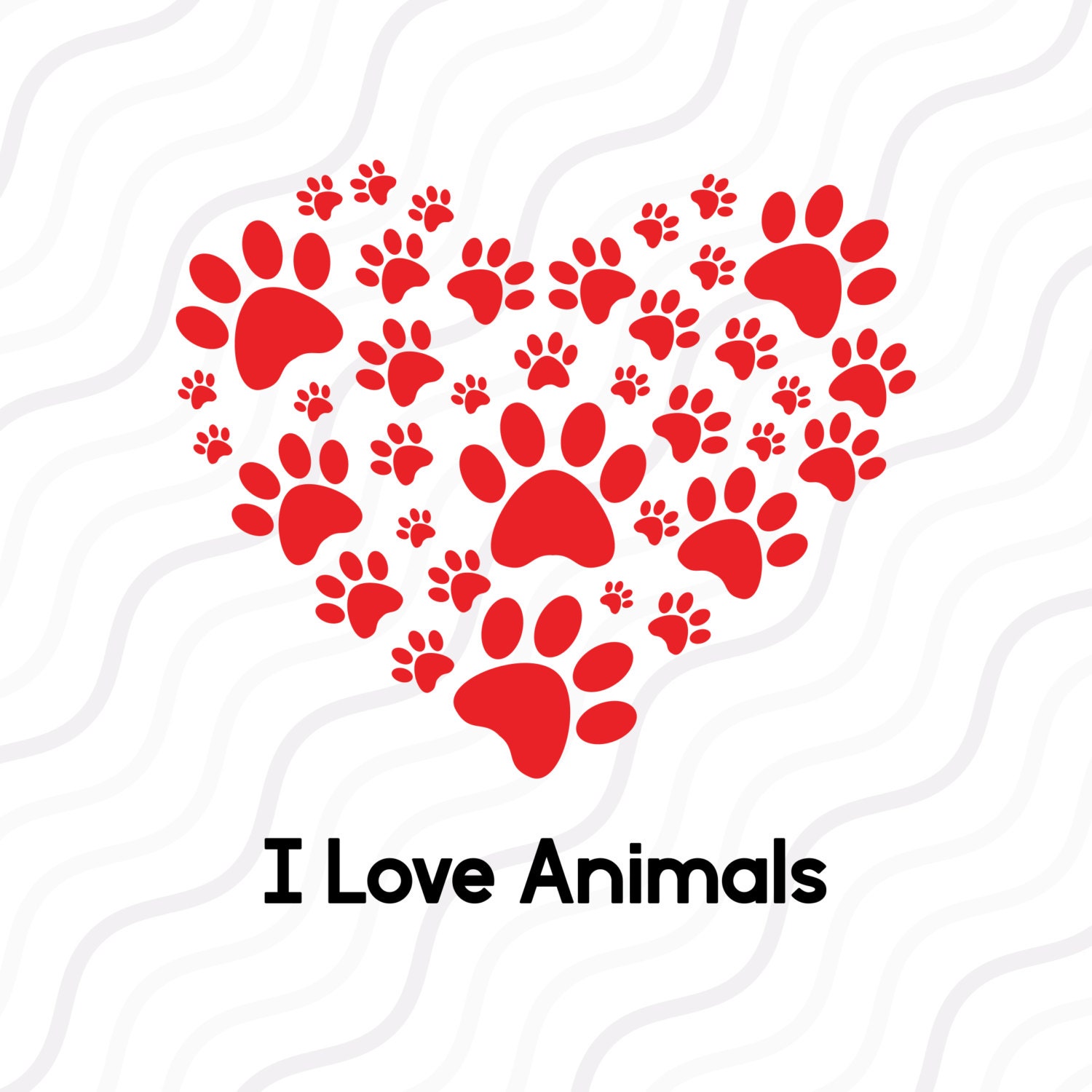 Download I Love Animals SVG Paw Heart SVG Animal SVG Cut table