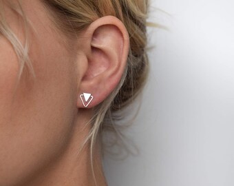 Triangle Stud Earrings - Silver Stud Earrings - Geometric Stud Earrings - Silver Triangle post earrings - Double Triangle Earrings