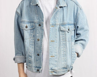 Mens Denim Jacket Vintage 90s Retro