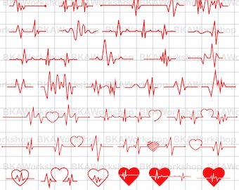 Heart beat svg - Heart beat vector - Heart beat clipart - Heart beat digital clipart for Design or more, files download svg, png, dxf