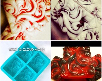 WAVE, CLOUD & Smoke Mold, 3.5oz Cavity, Silicone, Ocean, Wind, Smoke, Water, TWH Exclusive!