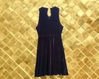 Vintage 90s Purple Velvet Skater Dress (Size 7/8)