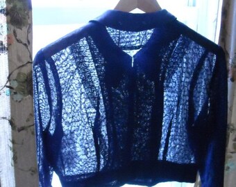 Vintage 1950's Cropped Dress Jacket Navy