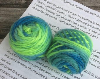 Knitting kit. Handspun hand dyed fingerless gloves/Muffatees knitting kit. Softly spun singles