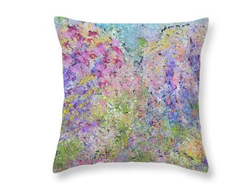 Pastel Hydrangea Throw Pillows, Floral Abstract Design