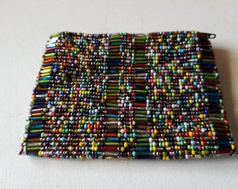 Beaded zippered coin purse