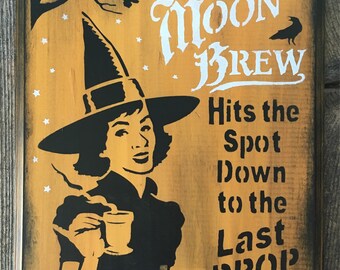 Moon Brew Witch Sign (Vintage Orange)