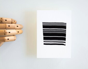 Line art, Abstract ink art on paper, Linear, minimalist art drawing, modern art, black and white abstract painting, ooak by Cristina Ripper
