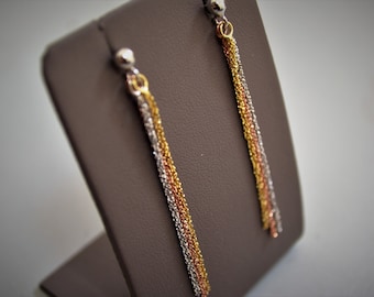 Tri-color Silver 925/000 dangling earrings