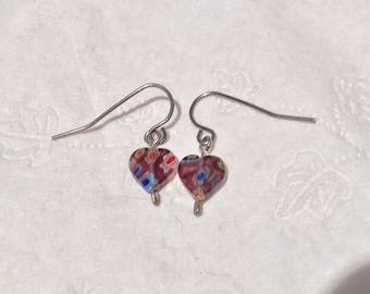 Glass heart earrings