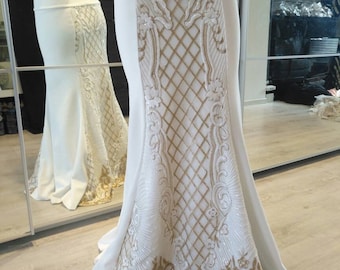 White sequin tribal fusion mermaid skirt