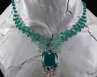 Sterling Silver & Green Onyx Ombre Necklace