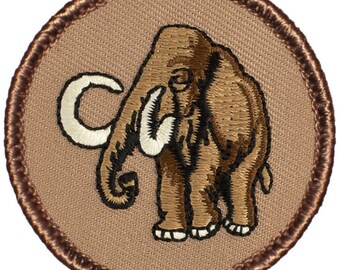 Wooly Mammoth Patch - 2 Inch Diameter Embroidered Patch
